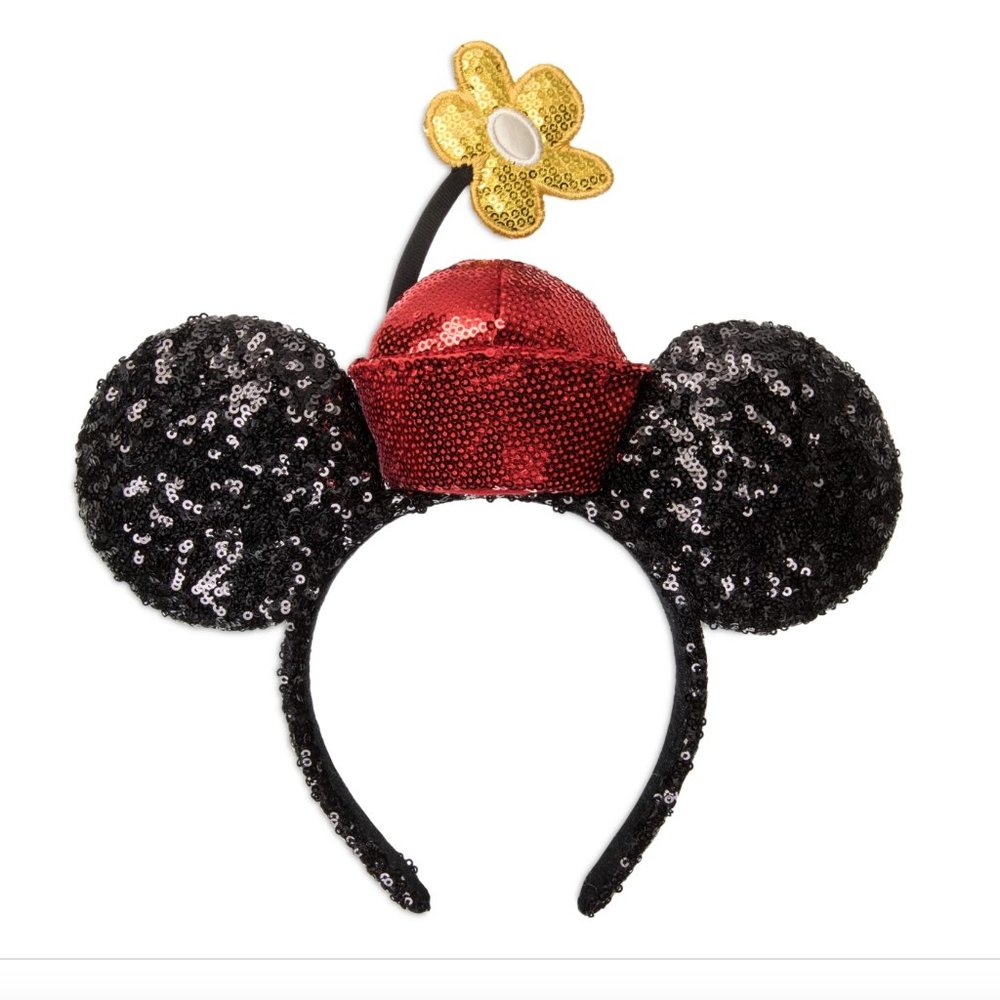 Minnie Mouse Sequined Ear Headband with Flower Pot